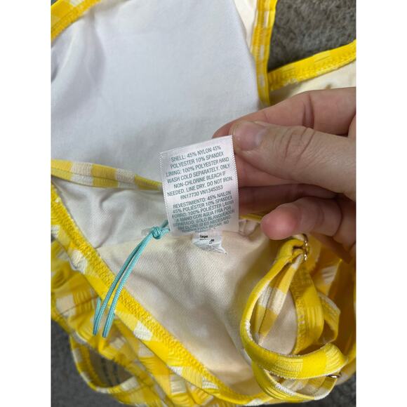 Kona Sol Two Piece Swimsuit Womens Large Yellow Checkered Plaid Bikini NWT - Picture 14 of 15